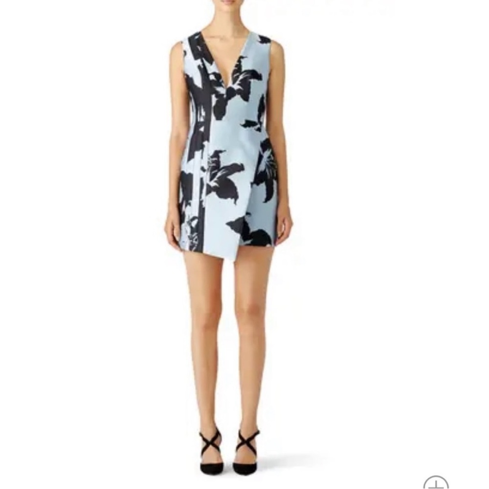 J. Mendel Blue Hibiscus Flower Dress